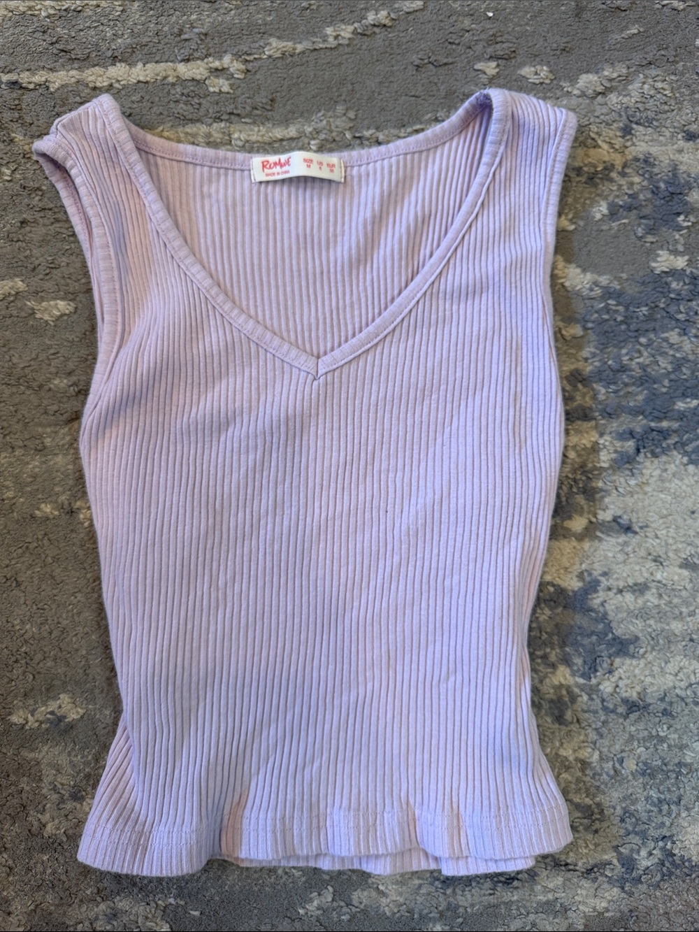 ROMWE Lavender Ribbed V‑Neck Tank